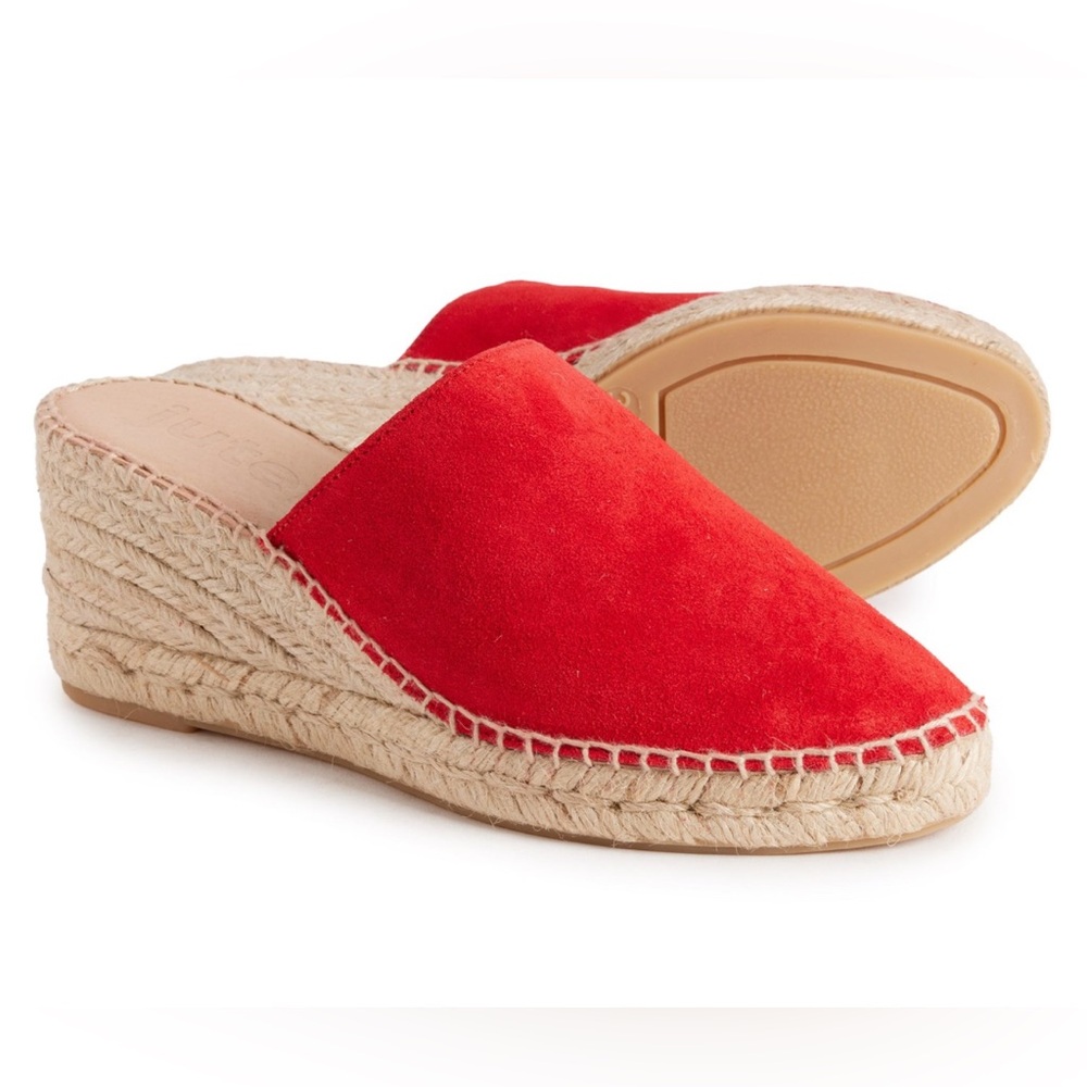 JUTELIA Made in Spain Open-Back Wedge Espadrilles - Suede NWT in box size 38